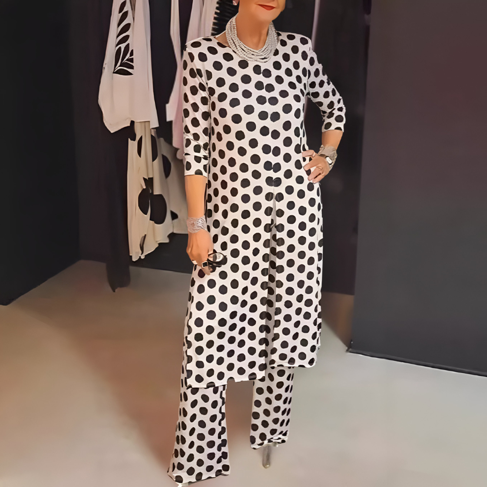 Irina™ | Stylowy Komplet Dwu Częściowy w Groszki