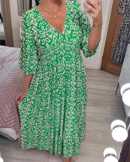 Élina™ | Elegancka Sukienka Maxi z Wzorem