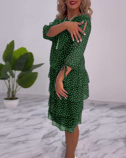Zofia™ | Elegancka Sukienka w Kropki z Warstwowym Fasonem