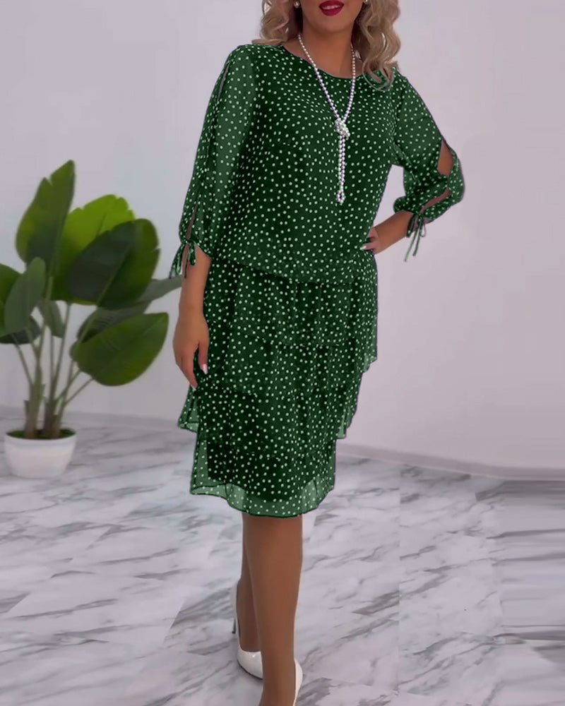 Zofia™ | Elegancka Sukienka w Kropki z Warstwowym Fasonem