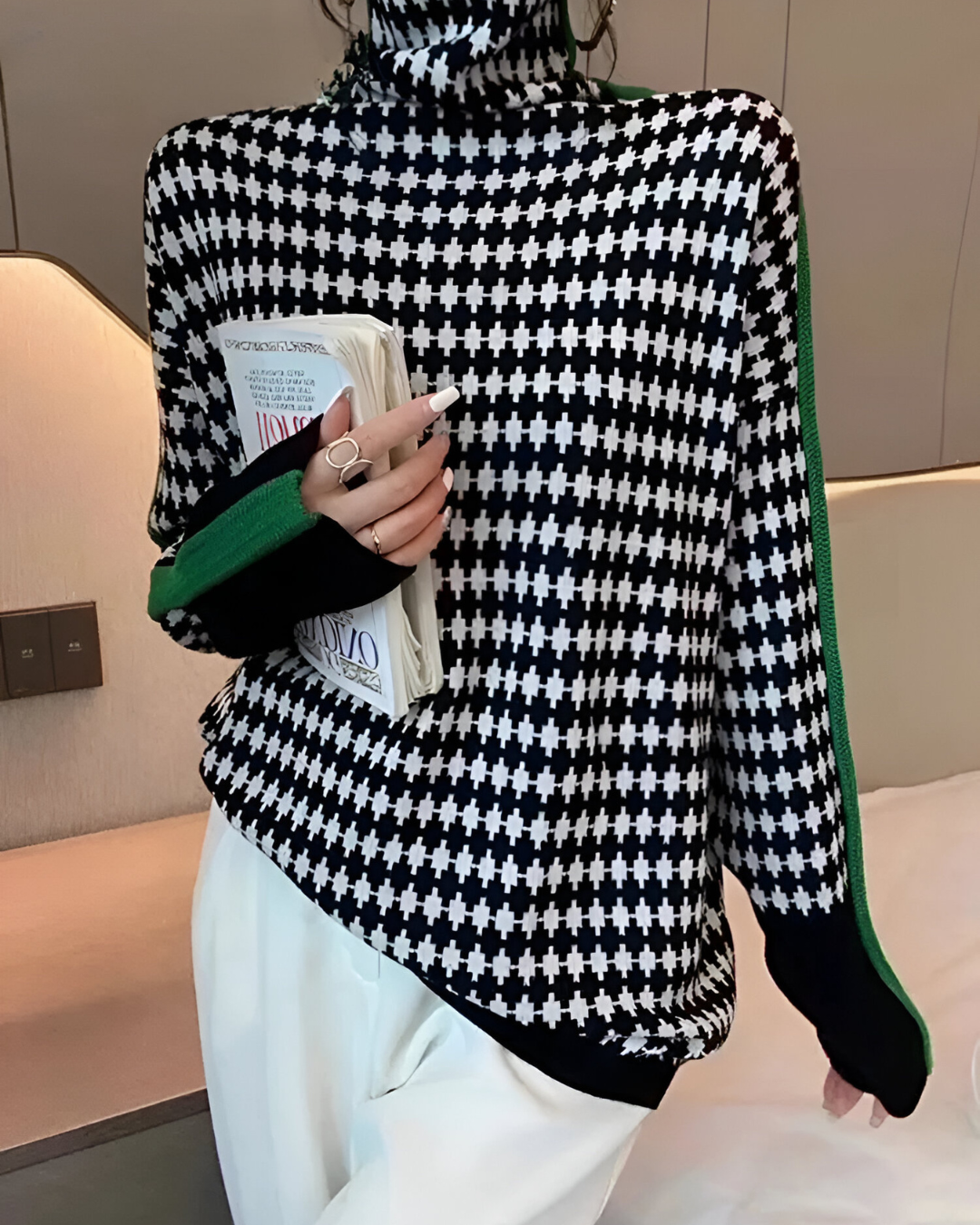 Vera™ | Sweter z wysokim kołnierzem i wzorem w diamenty