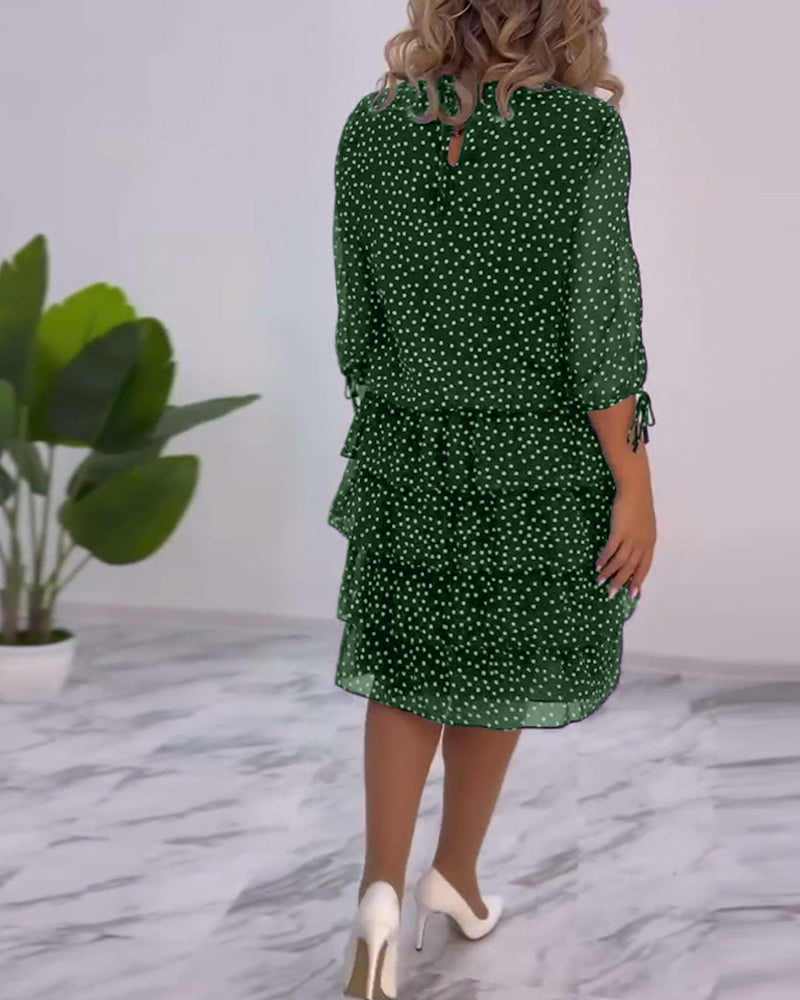 Zofia™ | Elegancka Sukienka w Kropki z Warstwowym Fasonem
