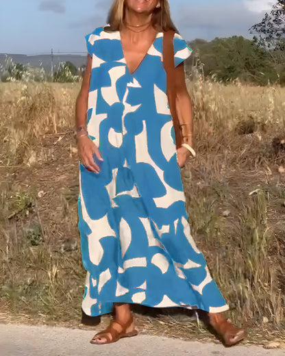 Jacqueline™ | Sukienka w Print i Dekoltem w Kształcie V