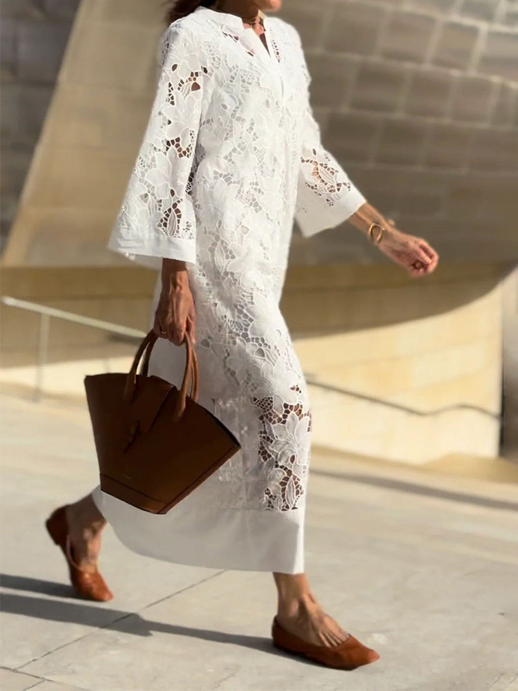 Véronique™ | Elegancka Midi Sukienka z Haftem