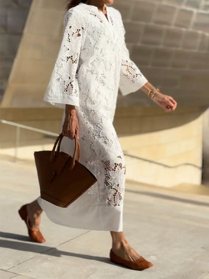 Véronique™ | Elegancka Midi Sukienka z Haftem