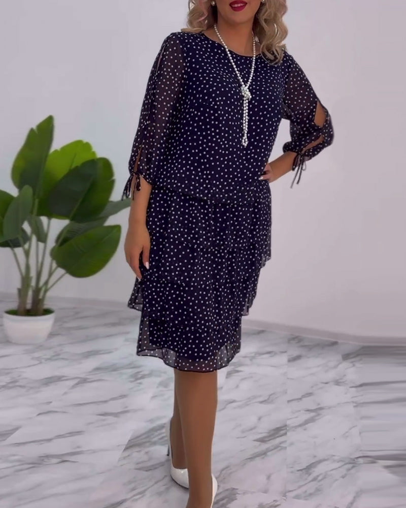 Zofia™ | Elegancka Sukienka w Kropki z Warstwowym Fasonem