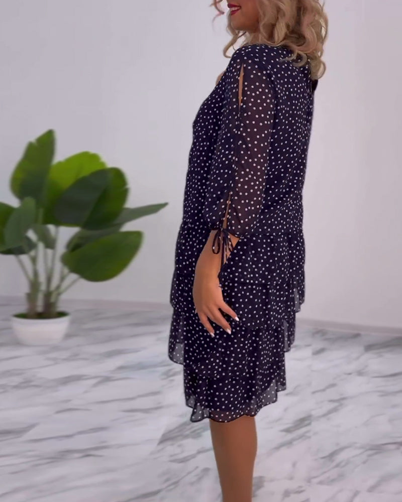 Zofia™ | Elegancka Sukienka w Kropki z Warstwowym Fasonem