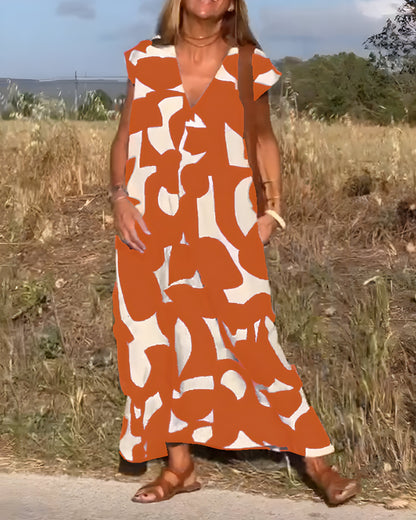 Jacqueline™ | Sukienka w Print i Dekoltem w Kształcie V