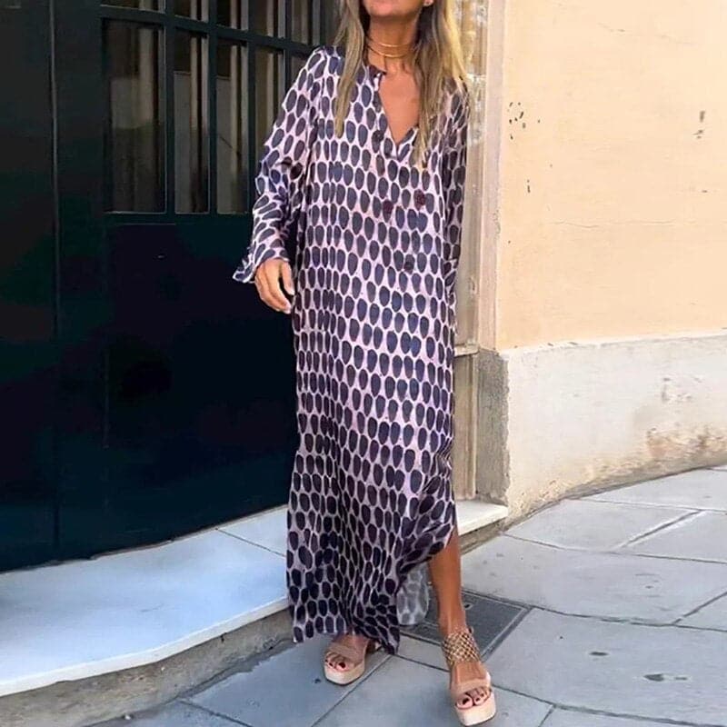 Elena™ | Elegancka Sukienka Maxi z Dekoltem w Serek