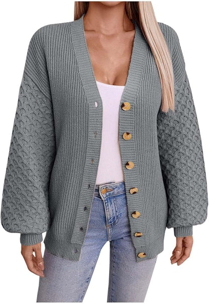 Eva™ | Oversize Sweter z Dekoltem w Serek i Guzikami