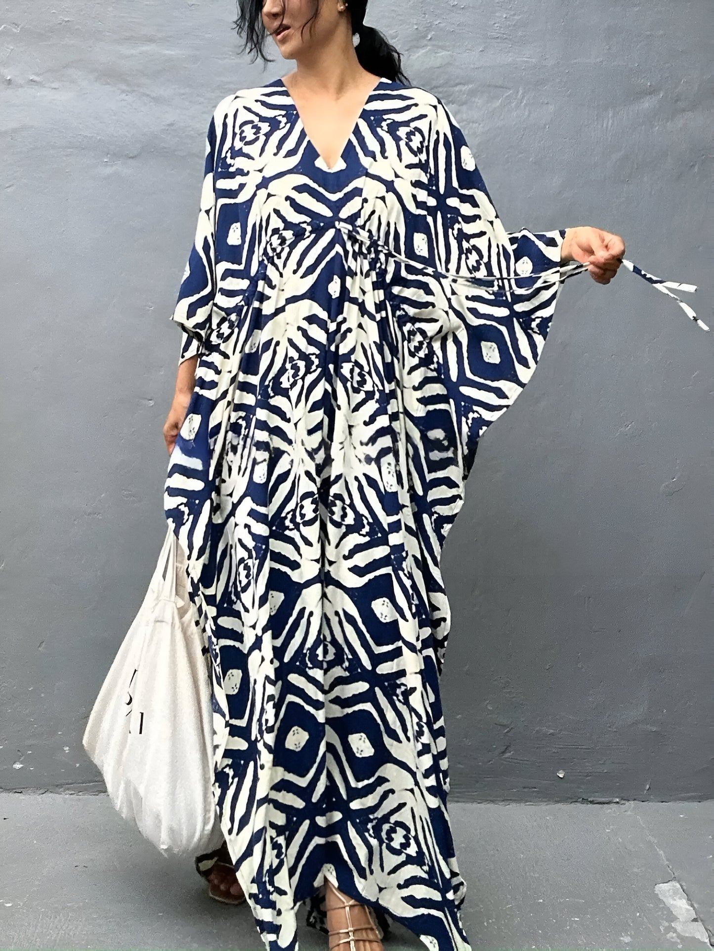 Nayla™ | Kaftan bawełnowy z dekoltem w kształcie V