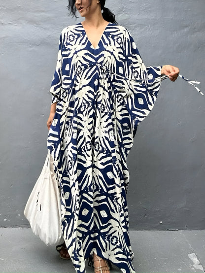 Nayla™ | Kaftan bawełnowy z dekoltem w kształcie V