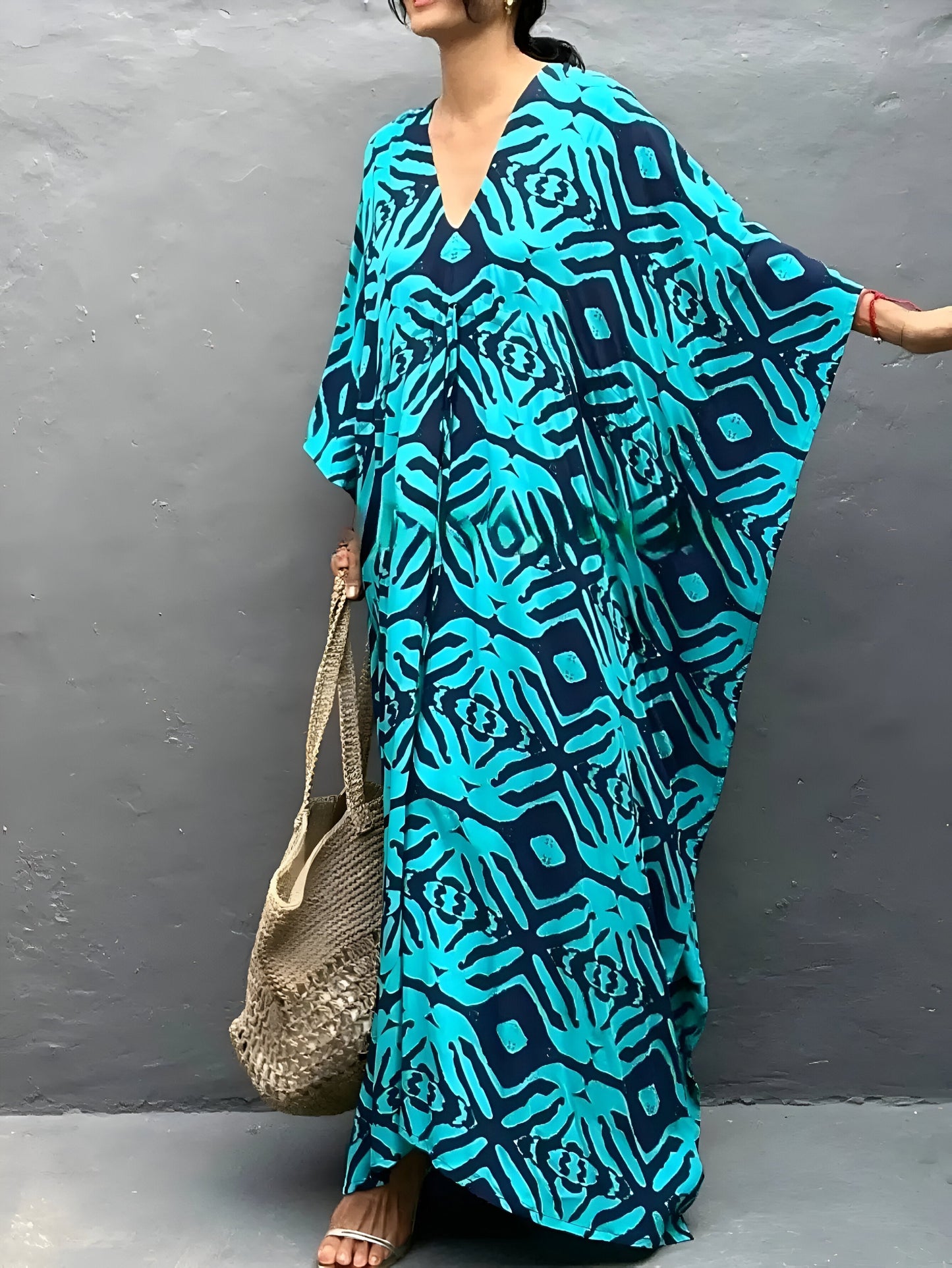 Nayla™ | Kaftan bawełnowy z dekoltem w kształcie V