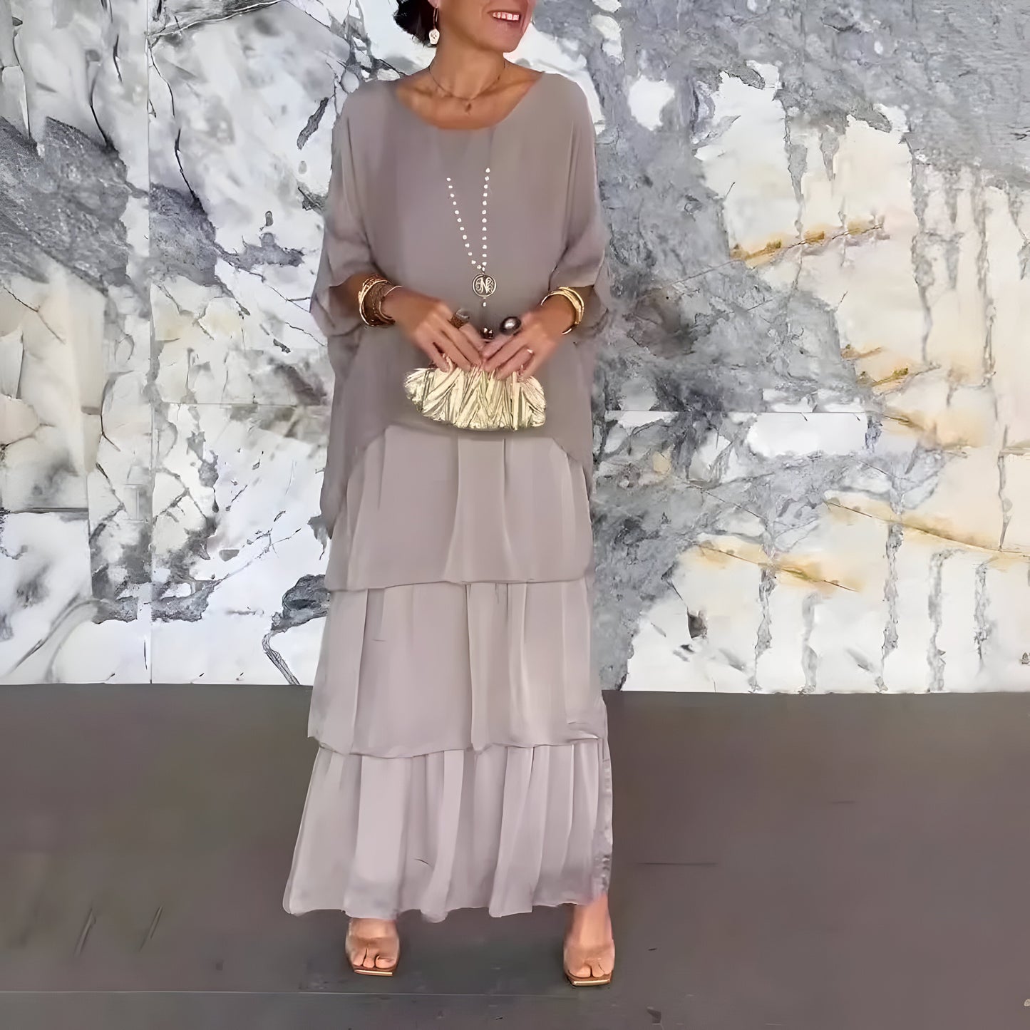 Monique™ | Sukienka z Chiffonem i Spódnicą w Stylu "Cake"