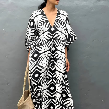 Nayla™ | Kaftan bawełnowy z dekoltem w kształcie V