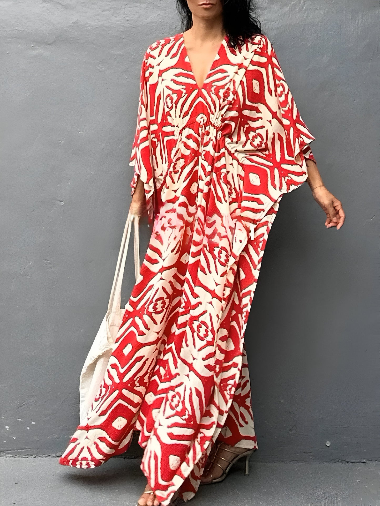 Nayla™ | Kaftan bawełnowy z dekoltem w kształcie V