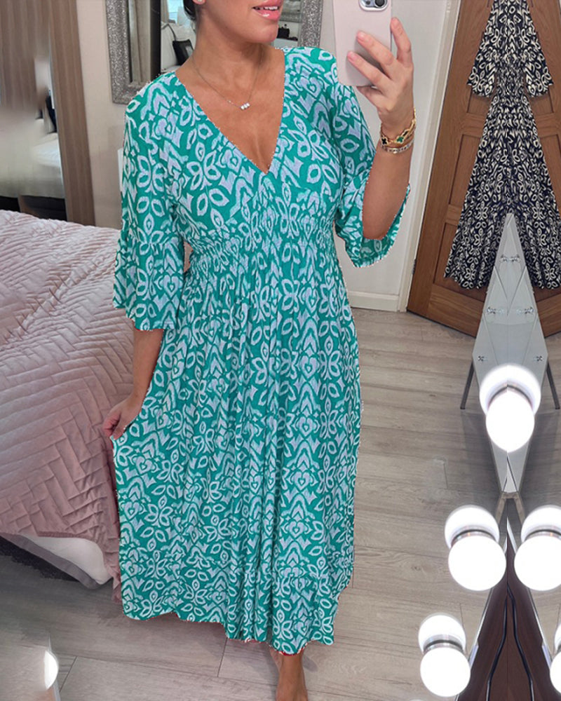 Élina™ | Elegancka Sukienka Maxi z Wzorem